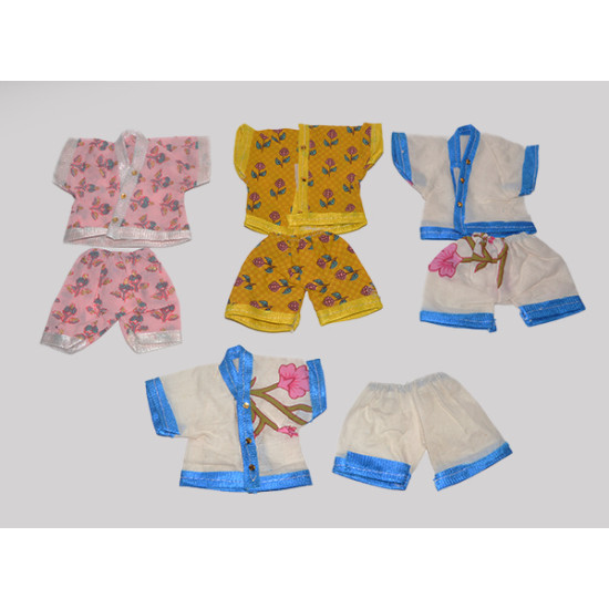 NOVELIKA - No-3-4 Thakur Ji Night Dress Set -Soft Pure Cotton for Laddu Gopal - Random Multicolor Designs (Pack of 5 ) NOVELIKA - No-3-4 Thakur Ji Night Dress Set -Soft Pure Cotton for Laddu Gopal - Random Multicolor Designs (Pack of 5 )
