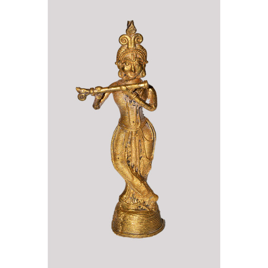 100% Brass Shree Krishna Statue - For Living Room - Guest Room - Handmade Handicrafts Brass Statue Home Office Decor