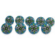Green & Blue With White Flower Design - Ceramic Knobs Door Handle Cabinet Drawer Cupboard Pull Indian Hand Painted - Set Of 9 Pack