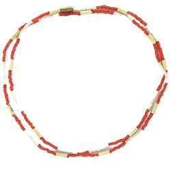 Novelika Red & White Two Layer Design Tulsi Kanthi Mala/Tulasi Mala/Holy Basil Wood 2 Round Necklace 