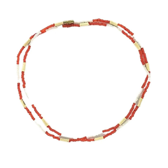 Novelika Red & White Two Layer Design Tulsi Kanthi Mala/Tulasi Mala/Holy Basil Wood 2 Round Necklace Novelika Red & White Two Layer Design Tulsi Kanthi Mala/Tulasi Mala/Holy Basil Wood 2 Round Necklace