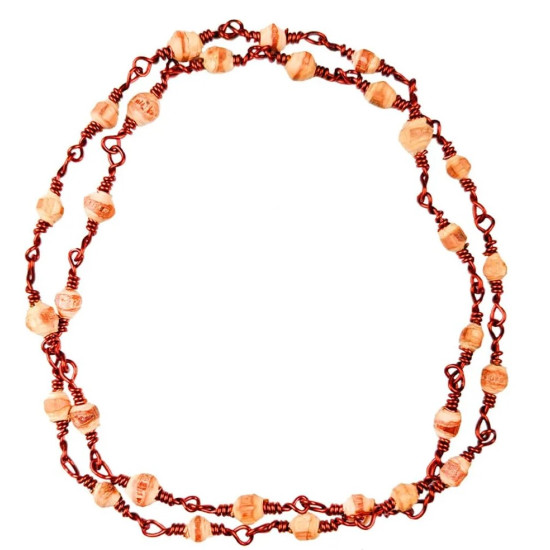Novelika Tulsi Mala With Small Beads & Durable Copper Thread, Brown - Sacred Necklace For Daily Wear & Spiritual Protection Novelika Tulsi Mala With Small Beads & Durable Copper Thread, Brown - Sacred Necklace For Daily Wear & Spiritual Protection