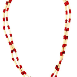 Novelika Red Tulsi Kanthi Mala/Tulasi Mala For Neck, 2 Round | Holy Basil Wood Necklace 