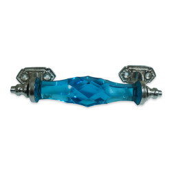 Crystal Blue Glass Door Handle - Premium Stylish Chrome Hardware - Unique Door Pulls Handle (Size 7 inch Transparent Sky Blue) - 1 pack