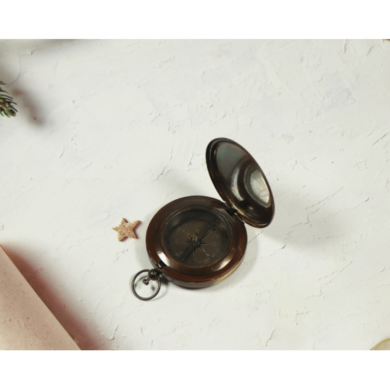 Novelika Beautiful Bronze Color Ross London  Ship Design Navigational Maritime Nautical And Pocket Brass Compass For Gift And Home Decor ( A4563596 )