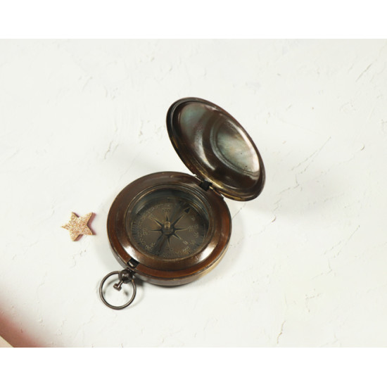 Novelika Beautiful Bronze Color Ross London  Ship Design Navigational Maritime Nautical And Pocket Brass Compass For Gift And Home Decor ( A4563596 )