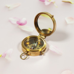 Novelika Beautiful Round Shape Gold Color Brass Sundial Compass Maritime Navigational Brass Compass Nautical Travelling Compass ( B3120066 )