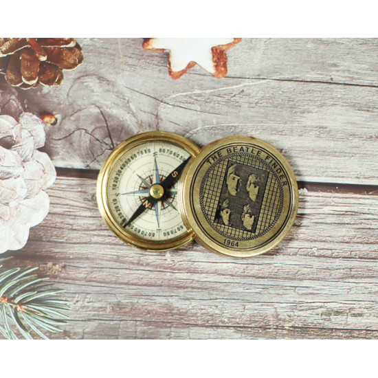 Novelika Beautiful Gold Color The Beatle Finder Sine 1964 Navigational Maritime Nautical And Pocket Brass Compass For Gift And Home Decor  ( B3267129 )