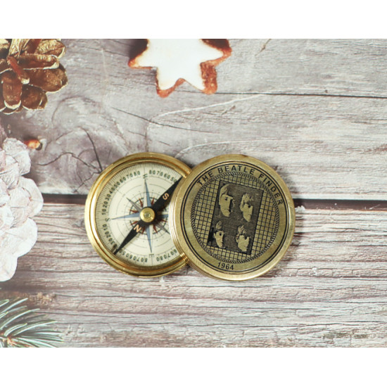 Novelika Beautiful Gold Color The Beatle Finder Sine 1964 Navigational Maritime Nautical And Pocket Brass Compass For Gift And Home Decor  ( B3267129 )