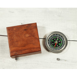 Novelika Beautiful Chrome Navigational  Maritime And Pocket Brass Compass with  Wooden  Box ( L3284621 )