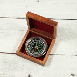 Novelika Beautiful Chrome Navigational  Maritime And Pocket Brass Compass with  Wooden  Box ( L3284621 )