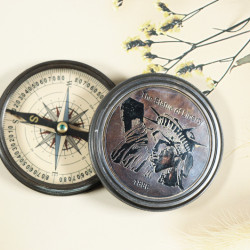 Novelika Beautiful Bronze Color The Statue Of Liberty  Sine 1986 Brass Sundial Compass Navigational Brass Compass Maritime Nautical And Pocket Brass Compass For Gift And Home Decor ( L3412666 )
