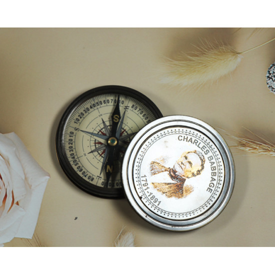 Novelika Beautiful Bronze Color  Charles Babbage Brass Sundial Compass Navigational Brass Compass Maritime Nautical And Pocket Brass Compass ( L3592986 )