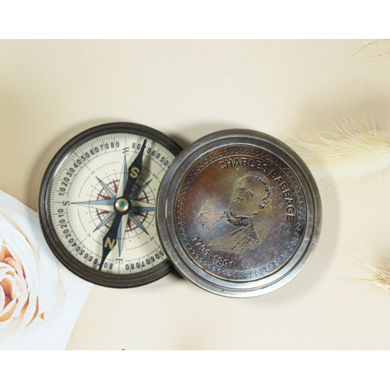 Novelika Beautiful Bronze Color  Charles Babbage Brass Sundial Compass Navigational Brass Compass Maritime Nautical And Pocket Brass Compass ( L3592986 )