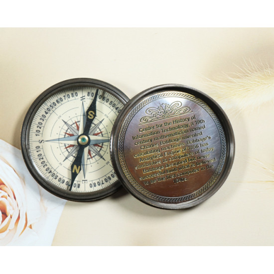 Novelika Beautiful Bronze Color  Charles Babbage Brass Sundial Compass Navigational Brass Compass Maritime Nautical And Pocket Brass Compass ( L3592986 )