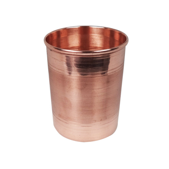 Novelika Pure Copper Plain Glass with Luxury Design, Drinking Serving Water, Yoga Ayurveda, Volume-300 ml Set of 6