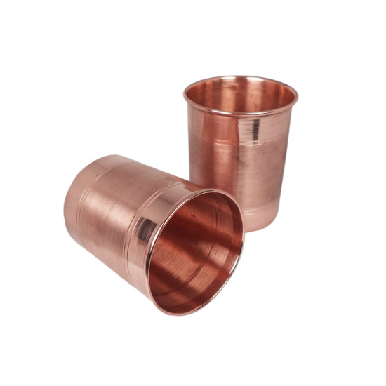 Novelika Pure Copper Glass Plain Glass with Luxury Design, Drinking Serving Water, Yoga Ayurveda, Volume-300 ml