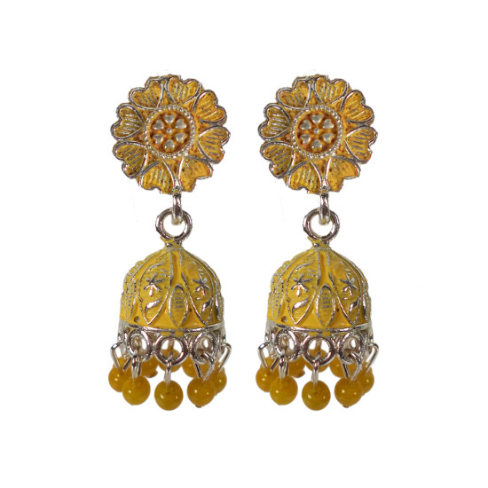 Novelika Latest Stylish Yellow Traditional Jhumka Earring set for Women Girls - ER11011