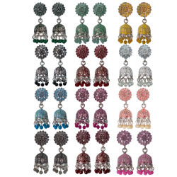Novelika Latest Stylish Traditional Jhumka Earring set for Women Girls Set Of 12 - ER11021 Novelika Latest Stylish Traditional Jhumka Earring set for Women Girls Set Of 12 - ER11021