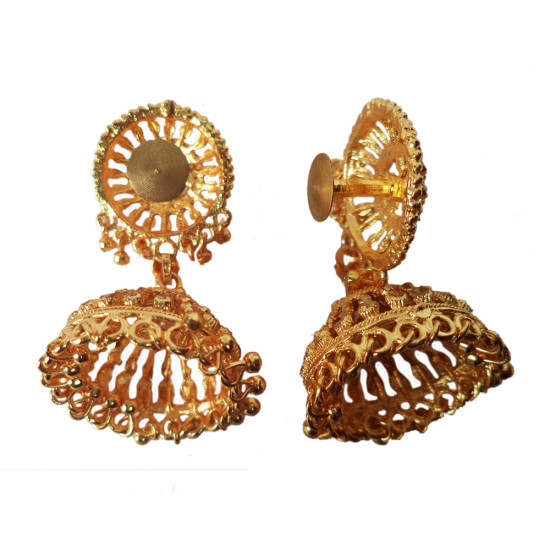 Novelika Latest Stylish Golden Tone Beautiful Traditional Jhumka Earring set for Women Girls - ER6006 Novelika Latest Stylish Golden Tone Beautiful Traditional Jhumka Earring set for Women Girls - ER6006