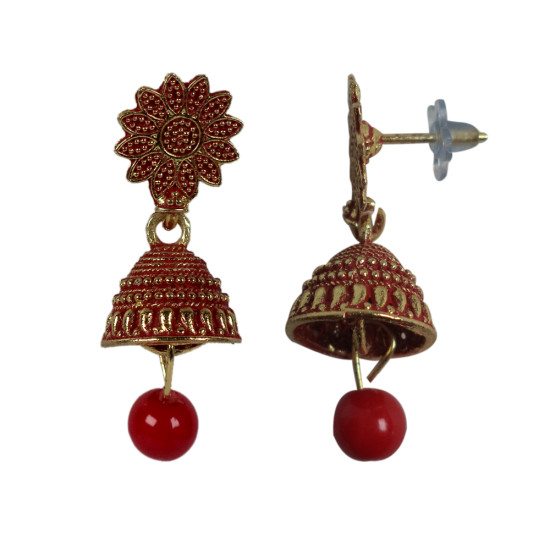 Novelika Latest Stylish Maroon Color Traditional Jhumka Earring set for Women Girls - ER9001