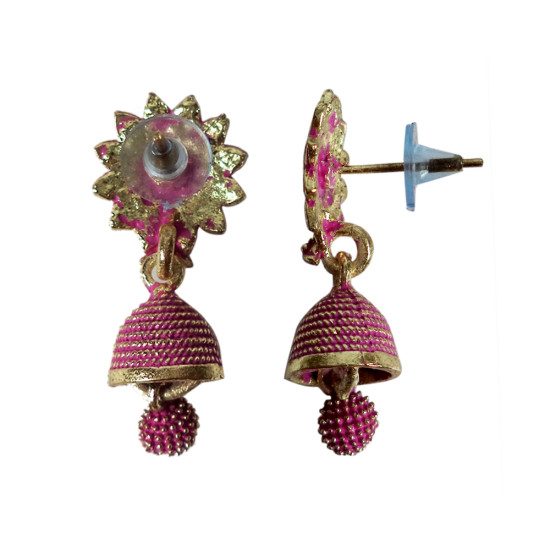 Novelika Latest Stylish Pink Color Traditional Jhumka Earring set for Women Girls - ER9004