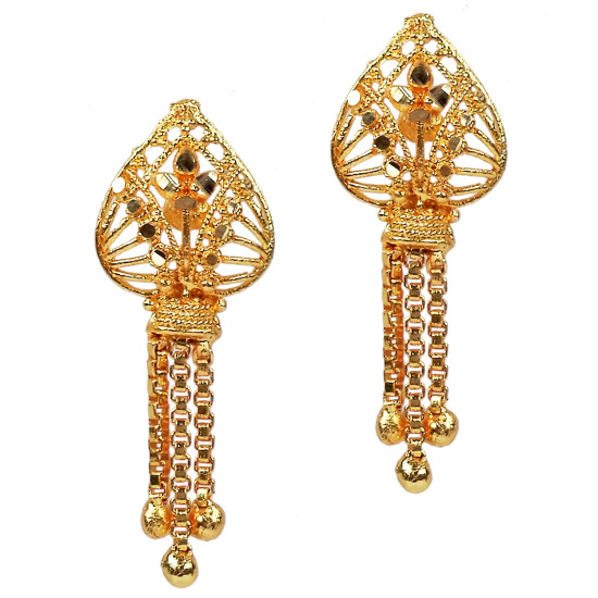 Novelika Latest Stylish Golden Tone Traditional Chandelier Earring set for Women Girls - ER1010