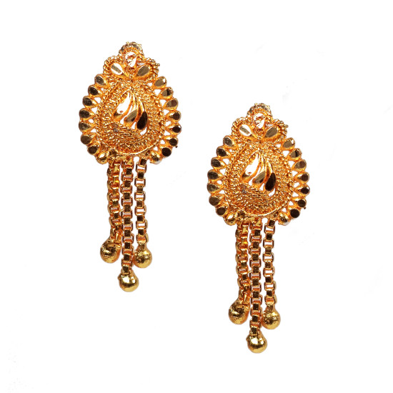 Novelika Latest Stylish Golden Tone Traditional Chandelier Earring set for Women Girls - ER1015