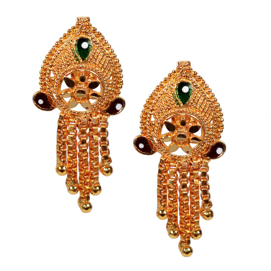 Novelika Latest Stylish Golden Tone Traditional Chandelier Earring set for Women Girls - ER1019