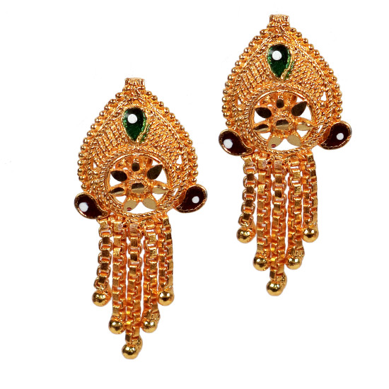 Novelika Latest Stylish Golden Tone Traditional Chandelier Earring set for Women Girls - ER1019