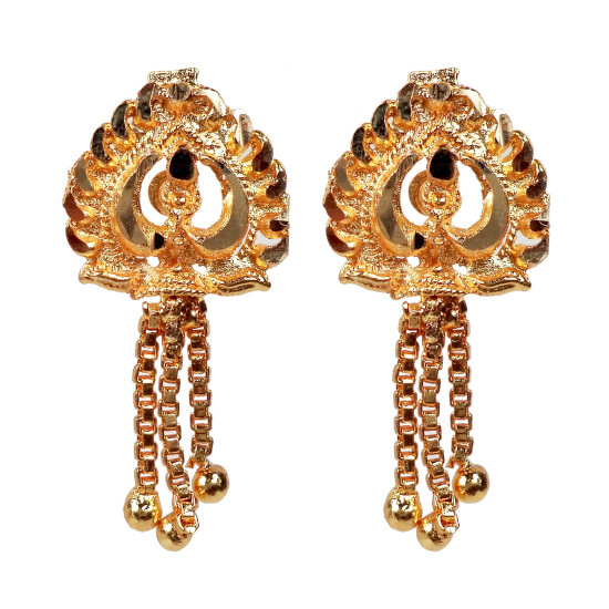 Novelika Latest Stylish Golden Tone Traditional Chandelier Earring set for Women Girls - ER1020