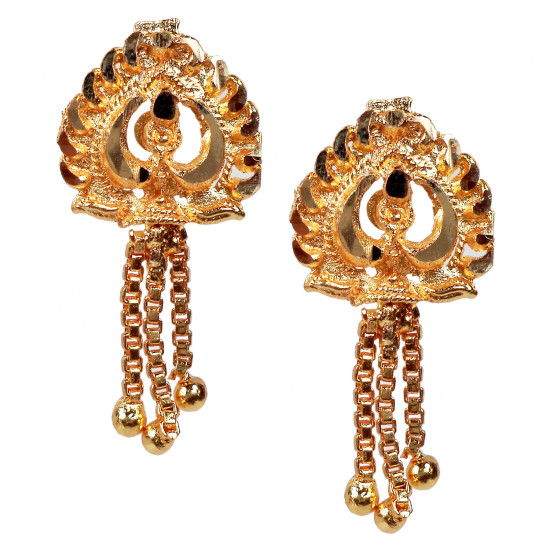 Novelika Latest Stylish Golden Tone Traditional Chandelier Earring set for Women Girls - ER1020