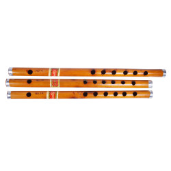 Novelika Scale A # Natural Polished Bamboo Flute Bansuri G # Professional Flute Set Of 3