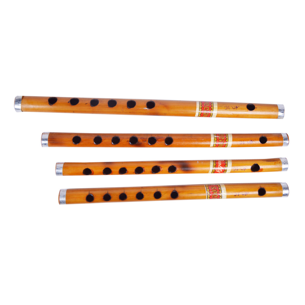 Novelika Scale C# Natural Polished Bamboo Flute Bansuri C # Professional Flute Set Of 4