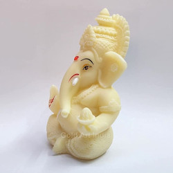 Novelika  Ganesha Idol for Car Dashboard,Lord Ganpati Diwali Gifts, Home Decor, Office Desk, House Warming (IVORYMUKUT (Size: 3.5 x 2 inches), Ceramic, Religious set of 1