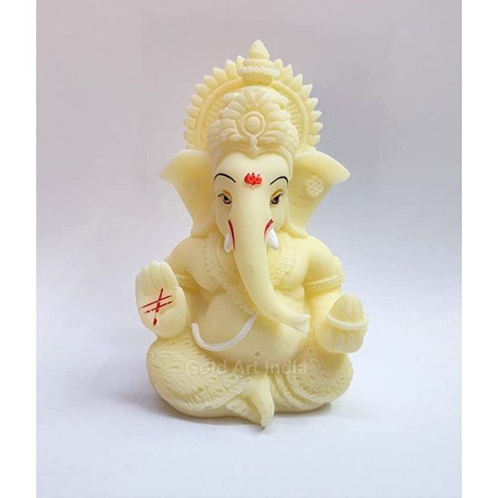 Novelika  Ganesha Idol for Car Dashboard,Lord Ganpati Diwali Gifts, Home Decor, Office Desk, House Warming (IVORYMUKUT (Size: 3.5 x 2 inches), Ceramic, Religious set of 1