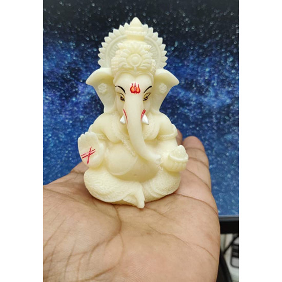  Novelika  Ganesha Idol for Car Dashboard,Lord Ganpati Diwali Gifts, Home Decor, Office Desk, House Warming (IVORYMUKUT (Size: 3.5 x 2 inches), Ceramic, Religious set of 1