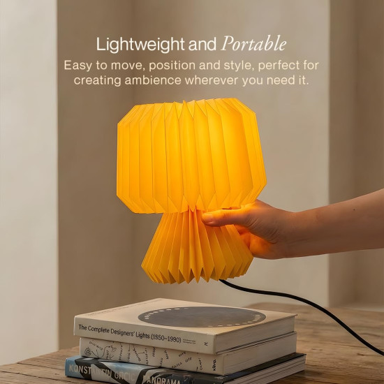 Mini Table Lamp for Novelika Living Room Decoration, Bedroom, Study and Gifting | Origami Design Lampshade | Premium Laminated Paper - Dust and Water Resistant | Ambient Night Lamp (Yellow) set of 1