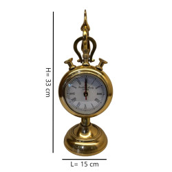  Novelika  Brass Gold Finish Table Clock for Home Decor Showpiece Decorative Watch Statue Gift for Decoration Hand Made Handcrafted Artifact for Shelf Antique Gifting (Peacock Watch) set of 1