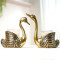  Novelika Aluminium Pair of Swans for Good Luck | Feng Shui Love Gifts Candle Holder for Home Decor Living Room | Showpiece Wedding Gift for Valentine's Day for Couple (Candles not Included) Gold 