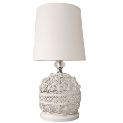 Novelika Modern Small Crystal Table Lamp,Contemporary Bedroom Bedside Nightstand Lamp,Morden Minimalist, Desk Globe Lamp for Living Room Girls Kids Room, White Fabric Shade (White) set of 1