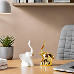 Home Decor Elephant Novelika Statue For Good Luck,Fengshui Ceramic Creative Small Modern Style Elephant Idol Figurines,Decorative Gift Items For Home,Office Desktop,Living Room (2pcs),White,Gold set of 1 Home Decor Elephant Novelika Statue For Good Luck,Fengshui Ceramic Creative Small Modern Style Elephant Idol Figurines,Decorative Gift Items For Home,Office Desktop,Living Room (2pcs),White,Gold set of 1