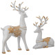 Novelika Creative Resin Golden and White Reindeer Sculptures | Beautiful Home Decor Handicraft Resin | Elevates The Energy of Your Room (Pack of 2, White and Golden) set of 1