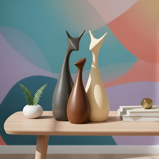 Novelika Home Decor Lucky Deer Family Matte Finish Ceramic Figures - (Set of 3, Matte Brown) setof 3