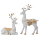 Novelika Creative Resin Golden and White Reindeer Sculptures | Beautiful Home Decor Handicraft Resin | Elevates The Energy of Your Room (Pack of 2, White and Golden) set of 1