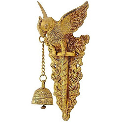 Novelika Brass Big Parrot Wall Hanging Bell Chain Welcome Home Decoration for Mandir Ganti for Temple Pooja Novelika Brass Big Parrot Wall Hanging Bell Chain Welcome Home Decoration for Mandir Ganti for Temple Pooja