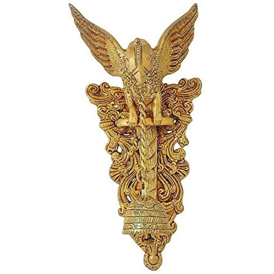 Novelika Brass Big Parrot Wall Hanging Bell Chain Welcome Home Decoration for Mandir Ganti for Temple Pooja