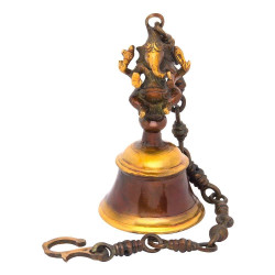 Novelika Brass Ganesha Wall Hanging Bell with Chain for Mandir Puja Pooja Temple Room Ganpati Idol Murti for Home Decoration