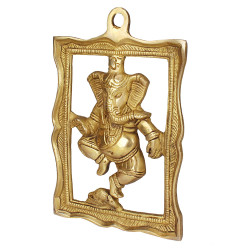 Novelika Brass Ganesha Bhagwan Wall Hanging Frame for Home Decor Entrance Ganpati Gift Murti Statue Success Office Decoration