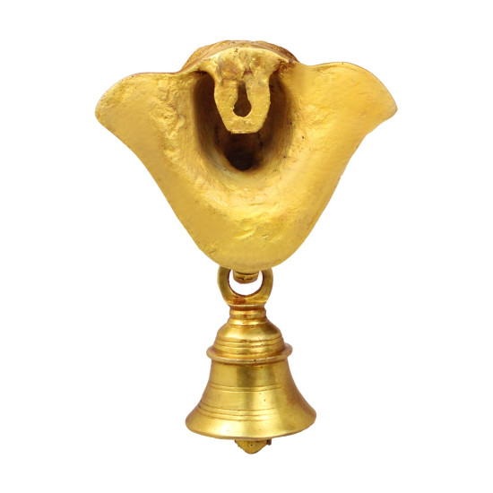 Novelika Brass Ganesha Elephant Face Wall Hanging Ganesh Bell On Trunk & Bell for Home Decor Showpiece